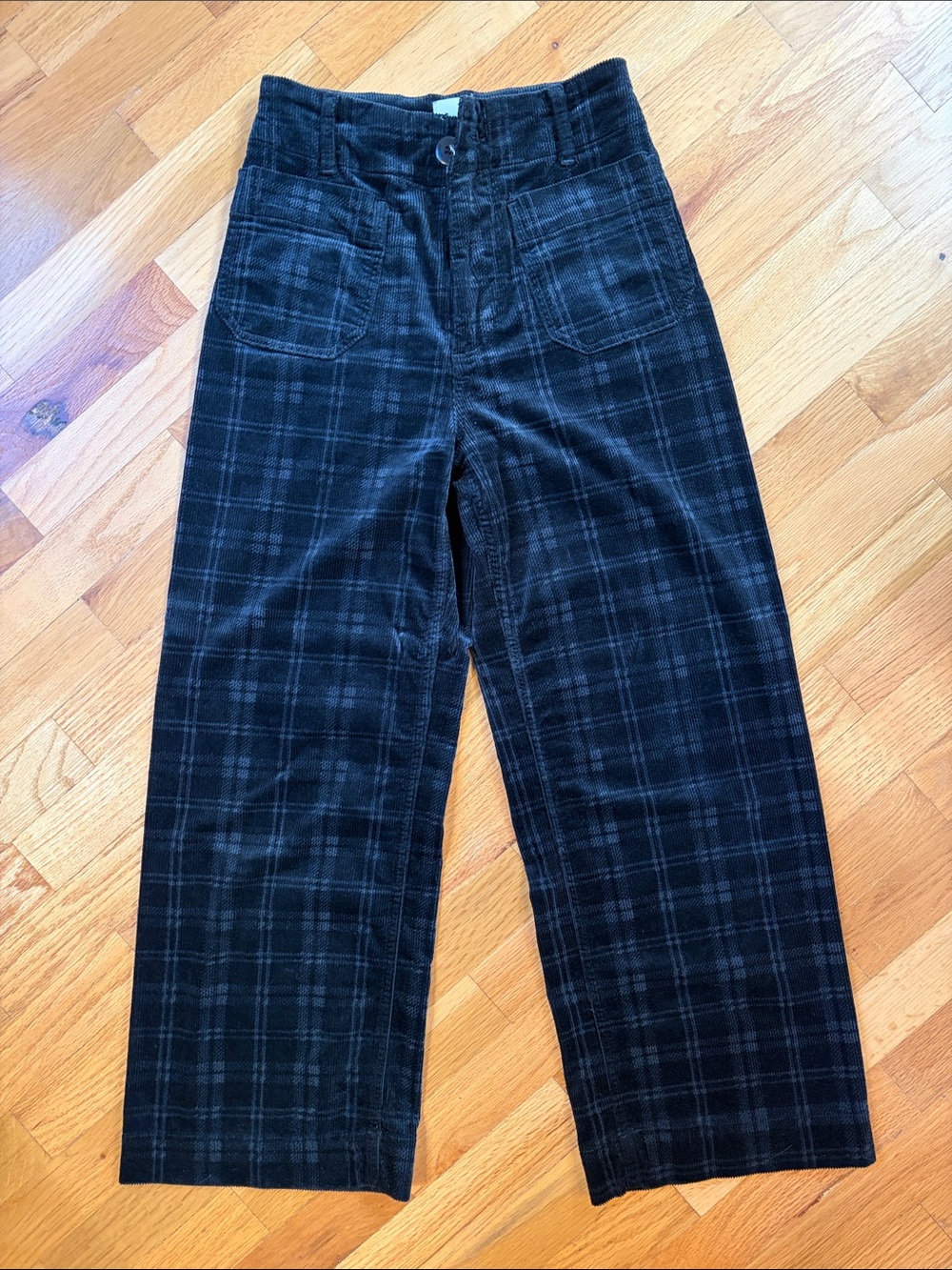 Maeve Black Plaid Cropped Wide-Leg Pants
